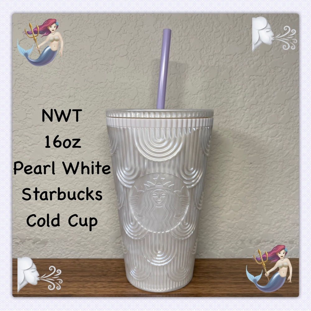 NWT Starbucks 16oz Pearl White Shell Cold Cup